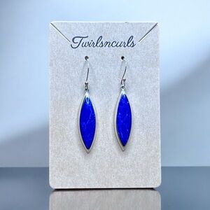 Lapiz Lazuli Blue 925 Silver Long Dangle Earrings Preowned